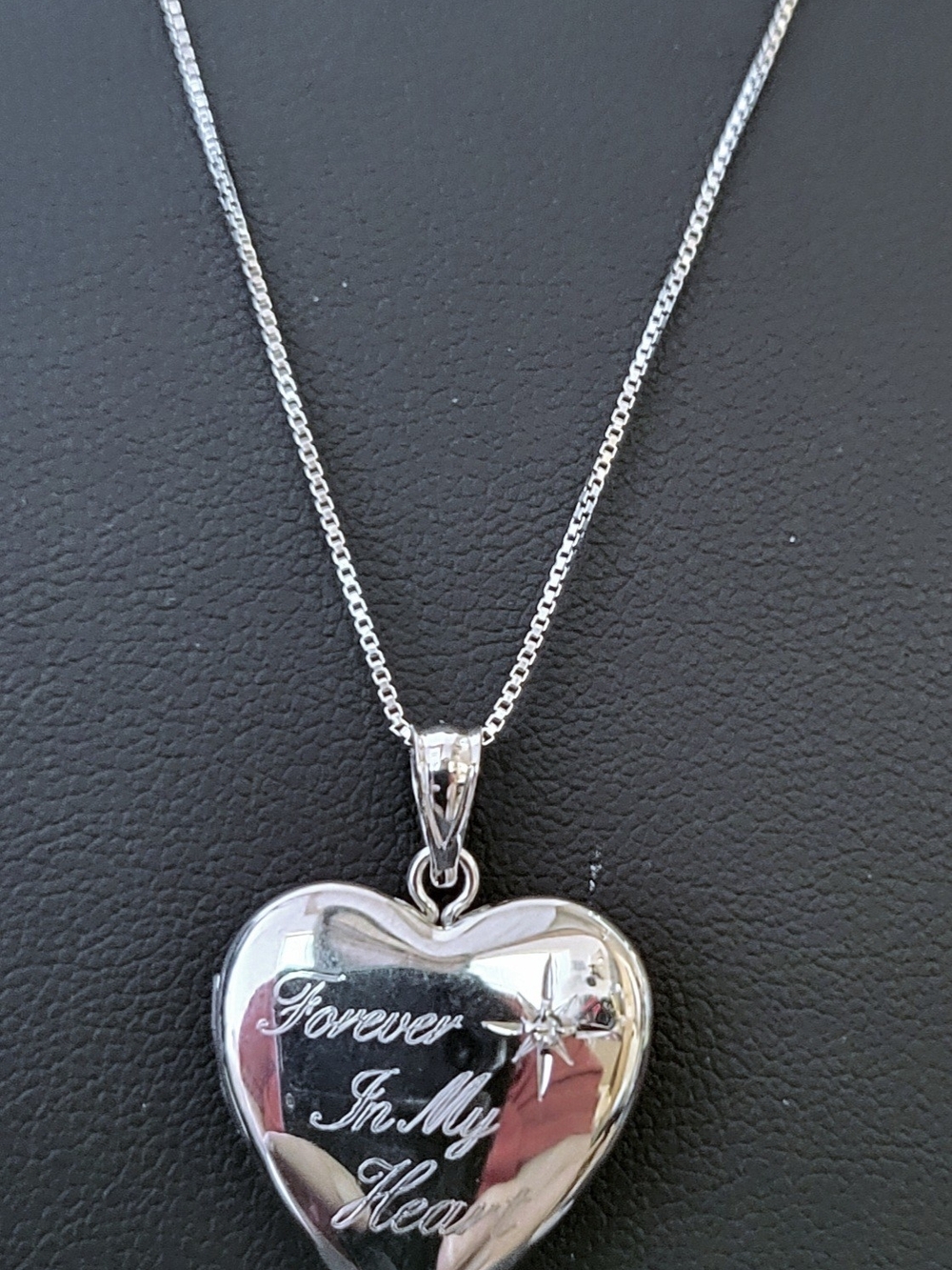 Sterling Silver Heart Locket Necklace - Silver Forever In My Heart 18 Inches